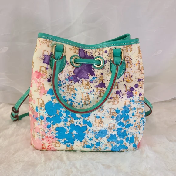 Dooney & Bourke 1975 Signature Paint Splatter Drawstring Bag & Matching Wallet - Picture 9 of 16